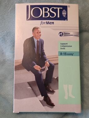 JOBST Men's Support Compression Socks Black XLarge 8-15 mmHg Knee High New